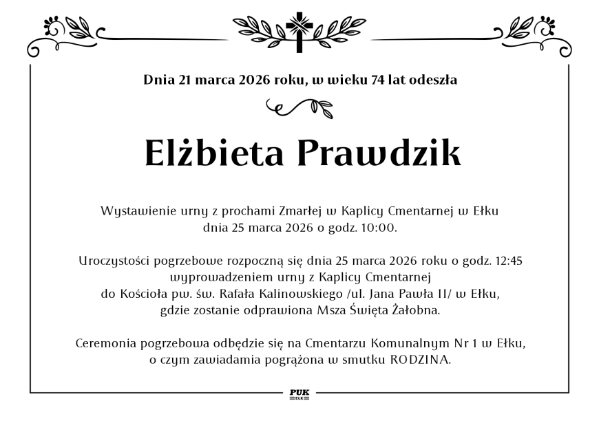 Elżbieta Prawdzik - nekrolog